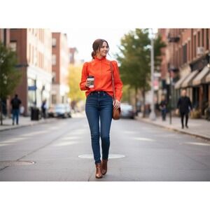 70's Vintage Retro Chic Jonquil Statement Ruffle Puff Sleeve Textured Blouse-8